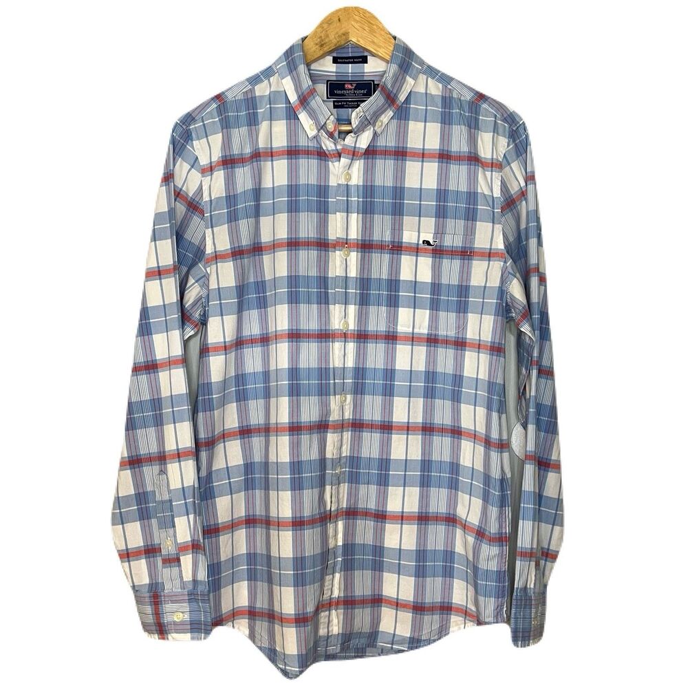 Vineyard Vines Slim Fit Tucker‎ Button Down Plaid Mens M Saltwater Wash Preppy